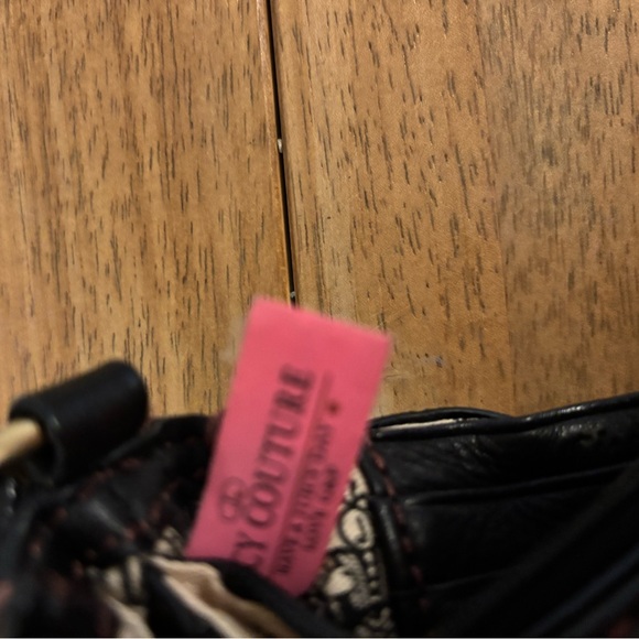 Juicy Couture Black Leather Y2K Wristlet EUC